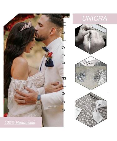 Unicra Bride Wedding Hair Vine Pink Rhinestone Silver Bridal Headband Headpiece Crystal Hair Accessories for Women and Bridesmaid - Buy Online on GoSupps.com
