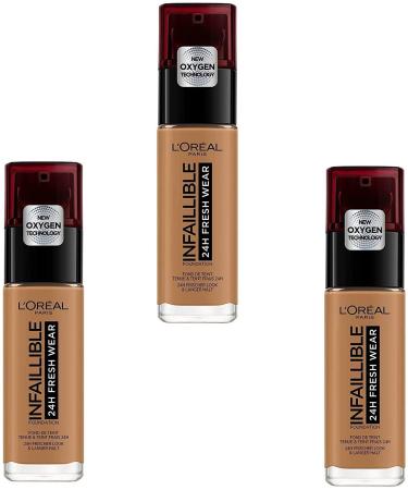 L'OR AL Infallible 24h Fresh Wear 330 Fluid Foundation Hazelnut Pack of 3 (3 x 30 ml)