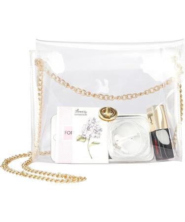 HAOGUAGUA Clear Stadium Approved Purse | See Through Bag for Concerts & Sports Events | Gold Clear Handbag for Women - Buy Online on GoSupps.com