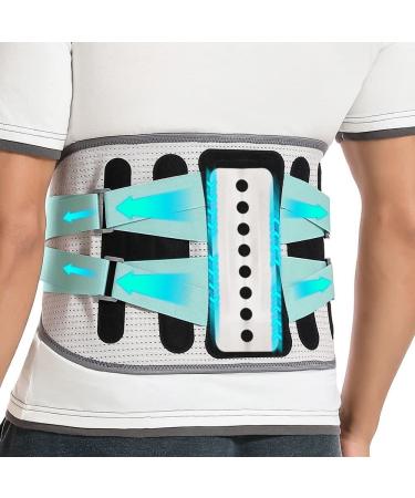 Back Brace For Lower Back Pain Relief Men Women Waist Support With Bionic Support Plate Breathable Lumbar Back Support Belt Back Pain Relief Products (Color : Gray Size : Large) Large Gray