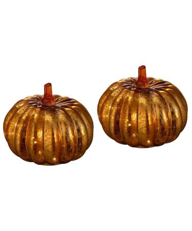 OSALADI 2pcs Glass Jack-o-Lantern Pumpkin Decorations