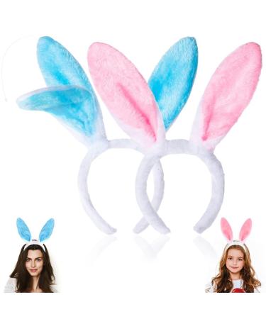 PNPGDYK 2 Pieces Bunny Ears Headband Plush Costume Rabbit Hairband Christmas Cosplay Party Hair Styling Costume Dress Up for Women Girls
