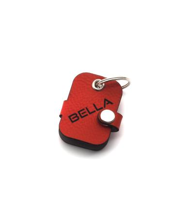 Copter farm dog brand bag for dogs on the collar |With engraving push button |Art leather real leather |Dog brand |Individually engraved on both sides (red rectangle) red rectangle