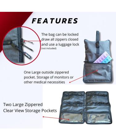 Portable Pill Bottle Organizer Bag - Lockable & See-Through Pockets | Large Heavy-Duty Medicine Organizer with Weekly Pill Box (Grey - Buy Online on GoSupps.com