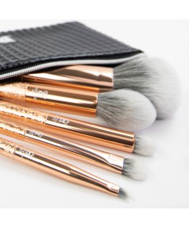 MODA Royal & Langnickel Full Size Crackle 6pc Makeup Brush Set with Pouch Includes - Multi-Purpose Powder Contour Eye Shader Smoky Eye and Angle Liner Rose Gold - Buy Online on GoSupps.com