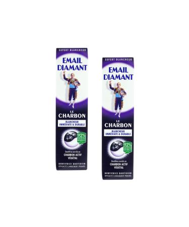 Enamel Diamond x2 Email Diamant Le Charbon Whitening Daily Toothpaste Original Cosmetic Activated Charcoal 75ml Large Size 2 Tubes