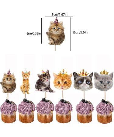 SAMOKA Cat Cupcake Toppers 24 PCS Pet Cat Themed Birthday Party Supplies Baby Shower Party Decorations(double-sided) - Buy Online on GoSupps.com