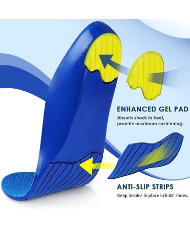 ROCKTAKIN Kids Arch Support Shoe Inserts - Orthotic Insoles for Flat Feet & Plantar Fasciitis - Heel Pain Relief - Blue (2.5-4.5 M US Little Kid) - Buy Online on GoSupps.com