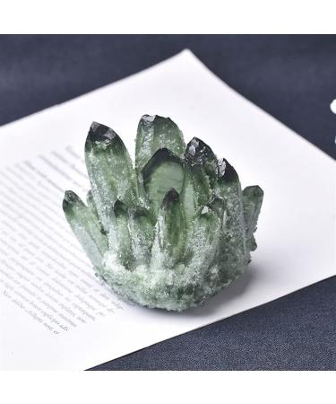 Natural Crystal Rough Specimen Natural Crystal Cluster Clear Quartz Crystal Rock Stones and Crystals ReikiSpecimen Home Decor GiftsStone (Color : Green 2 Size : 300-400g)
