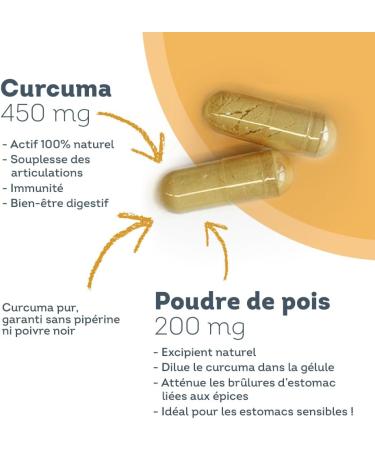 Pure Organic Turmeric Without Piperine or Black Pepper | Joint Wellness Liver Health Immunity | 90 Capsules | Made in France | Vitavea - Buy Online on GoSupps.com