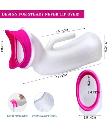 Portable Urine Bottle for Men & Women - Silicone Urinal Funnel Reusable 1000ml Pee Bottle for Car Trips & Camping - Buy Online on GoSupps.com