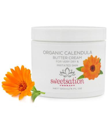 Sweetsation Therapy / YUNASENCE Organic Calendula Soothing Baby Butter Cream for Dry Irritated Itchy Skin Eczema Psoriasis soothing and healing 4oz. With Calendula Avocado and Vitamin E.