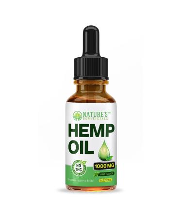 Nature's Beneficials Organic Hemp Oil Extract Drops, 1000mg - Ultra Premium Pain, Stress, Joint, Sleep Support - Omega Fatty Acids 3 6 9, Non-GMO Ultra-Pure CO2 Extracted