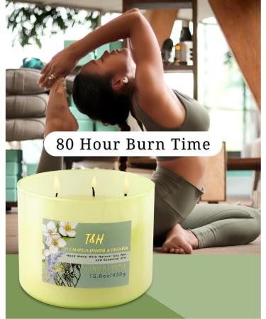 Eucalyptus Jasmine Lavender Candle | 3 Wick Aromatherapy Soy Candle | Stress Relief & Refreshing Summer/Fall Scent | 15.8 oz Natural Candle for Home - Buy Online on GoSupps.com