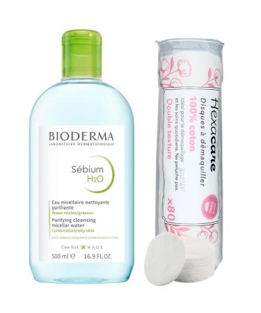 Pack Eau Micellaire S bium H2O 500 ml et 80 Cotons Ronds HEXACARE OFFERTS Nettoyant D maquillant & Purifiant Peaux Mixtes Grasses Sans Rin age Non Com dog ne Haute Tol rance 1