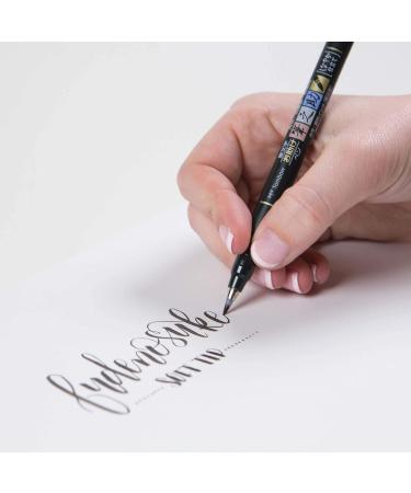 Tombow Fudenosuke Brush Pens 3-Pack - Soft, Hard, Twin Tip Markers for Calligraphy and Art - Black - Buy Online on GoSupps.com