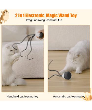 Cat Wand Toy: 2-in-1 Automatic Silicone Tail Teaser for Indoor Cats - Rechargeable & Interactive Electronic Exercise Toy (Black) - Buy Online on GoSupps.com