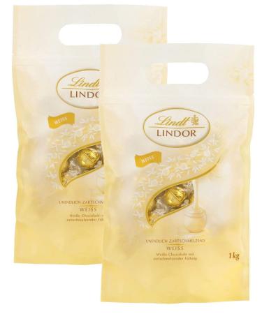 Lindt Lindor sacs blancs remplis de boules Lindor en chocolat blanc Lindt fourr fondre dans la bouche 2 x 1kg Cacao Small