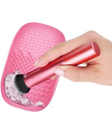 KOMUNJ Silicone Brush Cleaner Silicone Cosmetic Brush Cleaning Mat for Home Travel Easy to Clean Suitable for Dry Cosmetics Pink - Buy Online on GoSupps.com