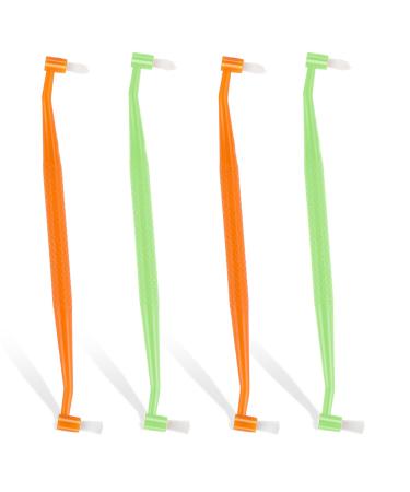 Ouligay 4PCS Tuft Toothbrush Double-Ended Interspace Brush Orthodontic Toothbrush Tufted Brush End-Tuft Tapered Trim Toothbrush Soft Trim Head and Flat Head End Tuft Toothbrush for Detail Cleaning