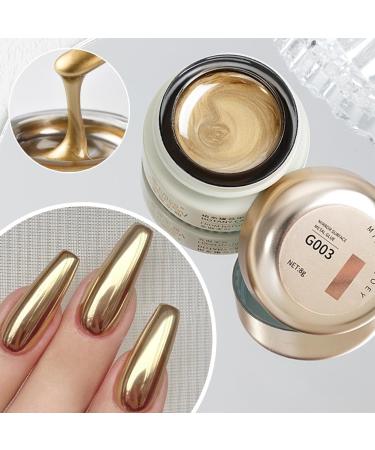 8ml Golden Metallic Painting Gel Polish 3D Mirror Metal Gel Nail Polish Flower/Lines Drawing Metallic Nail Gel