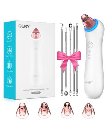 Blackhead Remover Pore Vacuum Extractor-2023 Newest GERY Blackhead Cleaner Electric Comedone Acne Extractor Kit Facial and Nose Peel Whitehead Black Head Removal Tool Red&Blue Light  and 4 Porbes