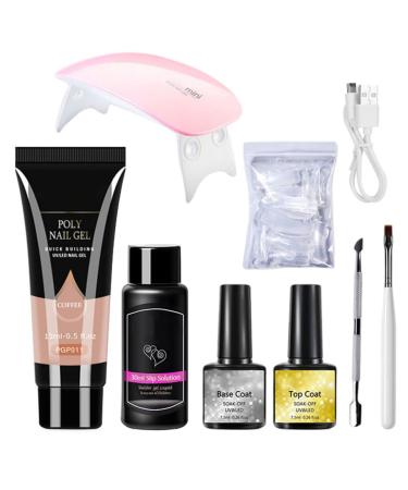 LOUMMRCY polygel nail kit polynail gel kit starter nail extension kit beginner set nail art tools set of faster kit 8 pieces pgp011-all-in-one French nail kit salon diy at home pgp011.PGP011.
