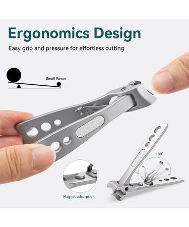 Premium Stainless Steel Ingrown & Thick Nail Clipper with Slant Curved Blade - Heavy Duty Toe Nail Clippers for Men Women - Silver - Buy Online on GoSupps.com