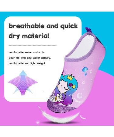 Kids Toddler Water Shoes Quick Dry Aqua Socks Non Slip Beach Swim Pool - D-Purple Shiny Mermaid - Size 12.5-13 Little Kid - Buy Online on GoSupps.com