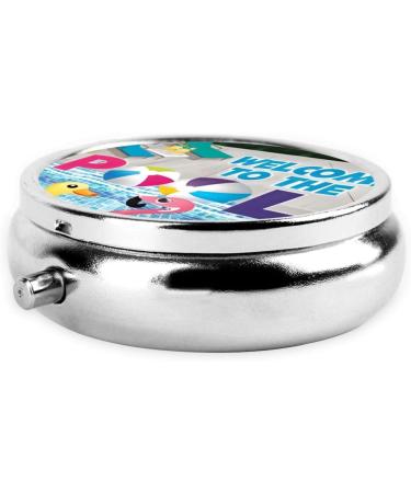Flamingo Pool Metal Pill Box - Portable 3-Compartment Travel Organizer for Small Pills Black - Buy Online on GoSupps.com