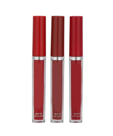 3PCs lipstick set Lip Glaze Matte Liquid Lipstick Long -lasting fashionable make -up for girls of teenage non -stick cup not fading waterproof lip gloss