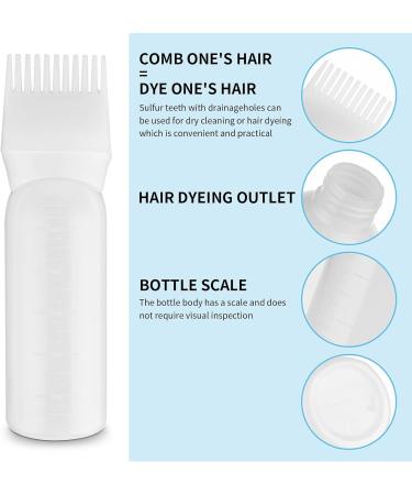 WLLHYF 2 Pack Root Comb Applicator Bottle 6 Ounce Hair Dye Bottle Brush Hair Oil Squeeze Bottles Plastic Hair Root Comb Color Applicator with Graduated Scale (White) - Buy Online on GoSupps.com