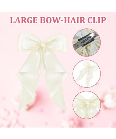 FEXPDL Pack of 2 Hair Bows for Women Pink Bow Hair Clip White Hair Clips for Girls Solid Color Large Bowknot Hairpin Hair Clip Satin Hair Bow Black+PINK - Buy Online on GoSupps.com