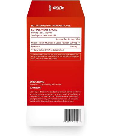 GANOHERB 100mg Lycopene & 200mg Reishi Mushroom Capsules - Cellular Macular Support - Organic Tomato Mushroom Formula - Vegan & Non-GMO - 60 Caps - Buy Online on GoSupps.com