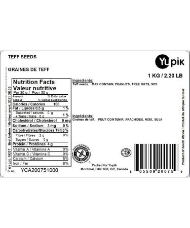 Yupik Teff Seeds 1 kg GMO-Free Gluten-Free Kosher Vegan Raw Fine Whole Grains Unsalted Unroasted Wheat Alternative Source of Fiber & Iron Ideal for Cooking & Baking 1 kg (Pack of 1) - Buy Online on GoSupps.com