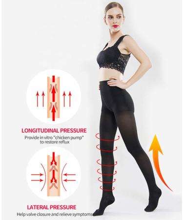 Haodasi Women Compression Pantyhose 23-32mmHg Graduated Support Stockings - Black, Open Toe, X-Large - Buy Online on GoSupps.com