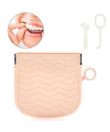 Silicone Retainer Case Portable Orthodontic Box with Vent Holes for Aligners Dentures & Mouth Guards | Slim Design for Travel Pink - Buy Online on GoSupps.com