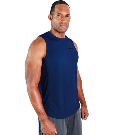 DEVOPS Men's Muscle Tank Top 3 Pack - Sleeveless Dri Fit Gym Workout Shirts - Large Black/Navy/Gray - Buy Online on GoSupps.com