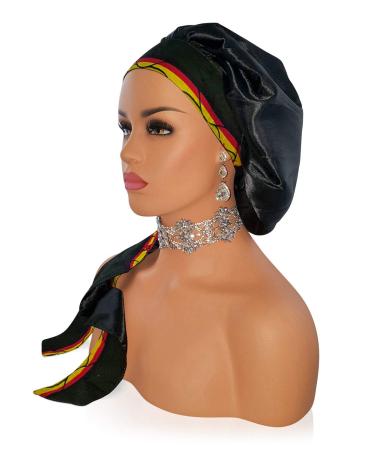 Silk Feel 2X Layer Satin Bonnet with Tie Band for Black Women - Small 1-black-1 - Buy Online on GoSupps.com