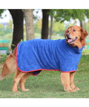 Bibykivn Dog Bathrobe - Super Absorbent Microfiber Cuddle Robe for Pets | Adjustable Velcro Fastener | Quick Drying - Size S Blue - Buy Online on GoSupps.com