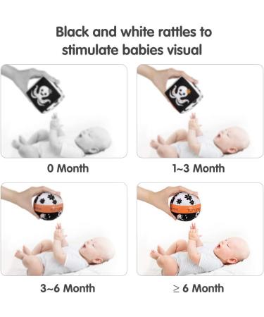Tumama High Contrast Baby Toys - Black & White Plush Rattle Rings for Newborns & Toddlers | 4 Pack Stroller & Car Seat Hanging Toys (0-12 Months) - Buy Online on GoSupps.com