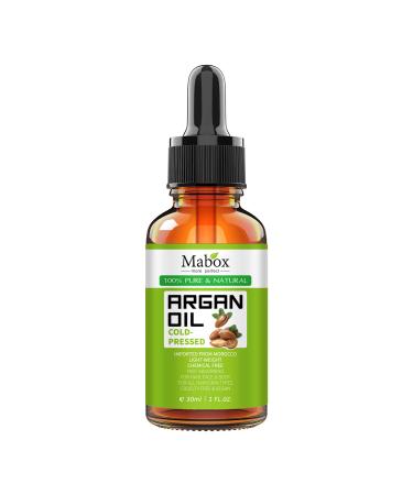 Mabox Organic Moroccan Argan Oil - 100% Pure  Natural  Cold Pressed Argan Oil for Hair  Face  Skin and Nails  Moisturizer Oil  Hair Oil  Carrier Oil  Hair Treatment for Dry and Damaged Hair(1 Fl Oz)
