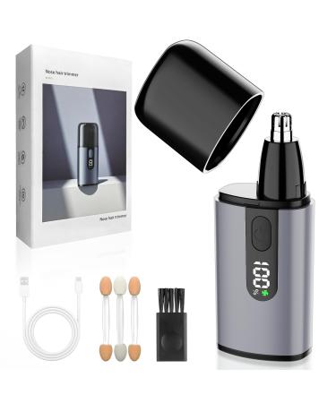 Nose Hair Trimmer Ear and Nose Hair Trimmer for Men with Fast Charging Built-in Battery Dual Edge Blade Portable Nose Hair Trimmer for Wome High Speed 8000rpm Motor LCD Silver