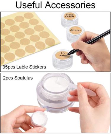 30 Pcs Mini Cream Jars with Labels & Spatula for Nail Art & Lip Balm - 5G 5ml Clear Tiegel - International Shipping Available - Buy Online on GoSupps.com