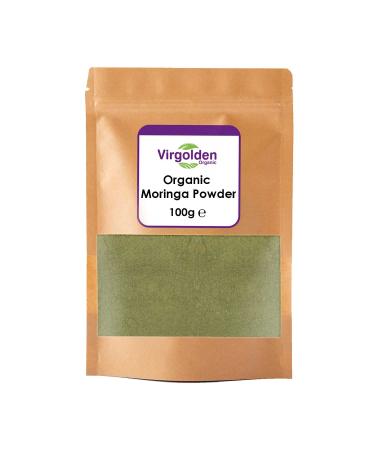 Organic Moringa Powder 100g by Virgolden Organic - Moringa Tea Smoothies Drinks Moringa Leaf Powder Certified Organic