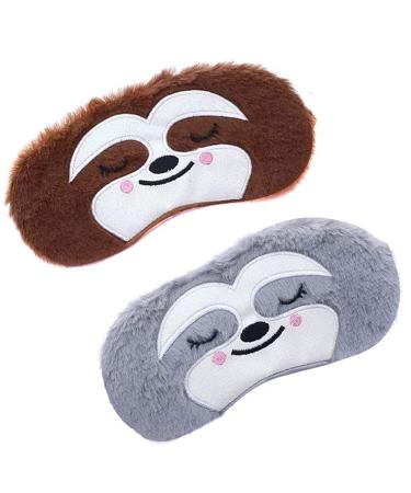 2 Pack Cute Animal Sleep Mask for Girls Cute Cartoon Bradypod Soft Plush Blindfold Sleep Masks Eye Cover for Women Girls Travel Nap Night Sleeping