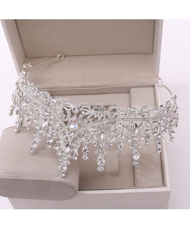 Tobatoba Silver Wedding Tiara for Women - Crystal Tiaras & Crowns for Bride - Royal Queen Crown Headband for Birthday, Prom & Pageant - Buy Online on GoSupps.com