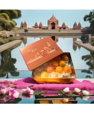 Ayodhya Hanuman Gadi Suddh Desi Ghee ka besan ka laddu Prashad 1Kg Pack in Copper Gift Box | Ayodhya Prashadam | Hanuman Gadi Prashdam | Made In ayodhya | with Ram Janambhumi gold platetd Divine Coin - Buy Online on GoSupps.com