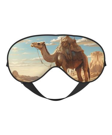 BREAUX Desert Sand Camel Print Double Sided Eye Mask Blackout Eye Mask All Night Sleep Eye Mask for Women Men