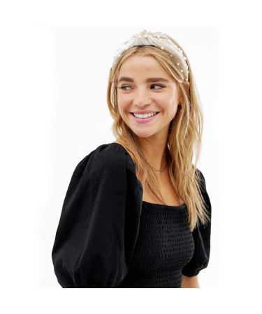 Litthing Pearl Velvet Wide Headband with 2 Pack - Black + Beige - Buy Online on GoSupps.com